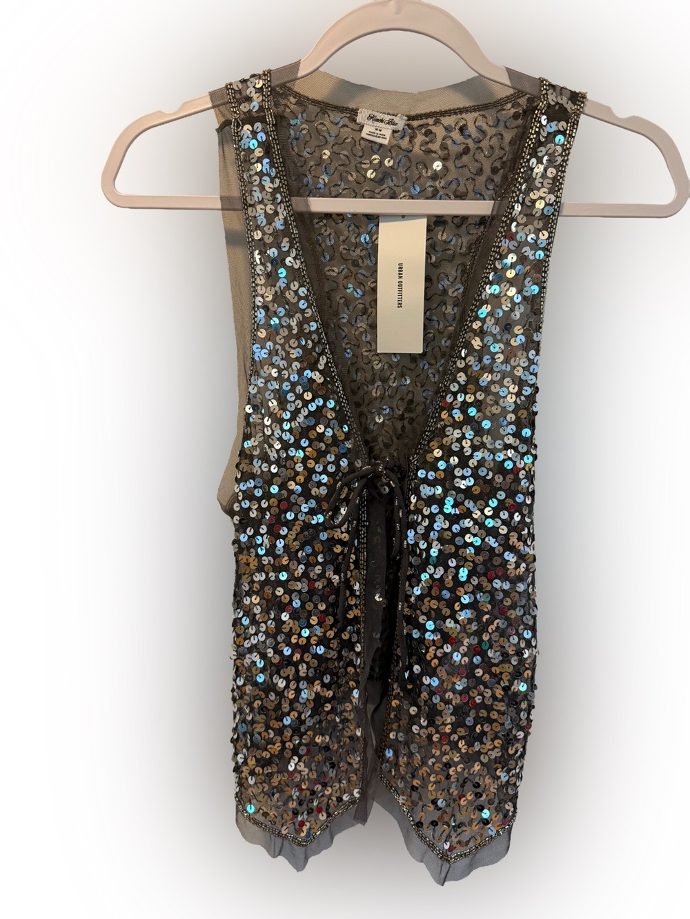 NWT Kimchi Blue Kiki Sequin Tie-Front Vest Top, Size M - Picture 4 of 12
